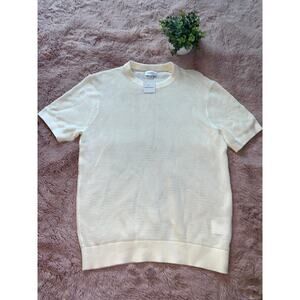 NWT Club Monaco Cream Short Sleeve Mesh Top